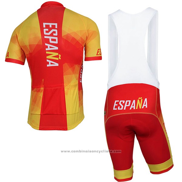 2017 Maillot Cyclisme Espagne Jaune et Rouge Manches Courtes et Cuissard